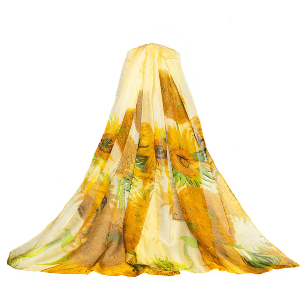 Van Gogh Sunflowers - 100% Pure Silk Scarf - Image 2