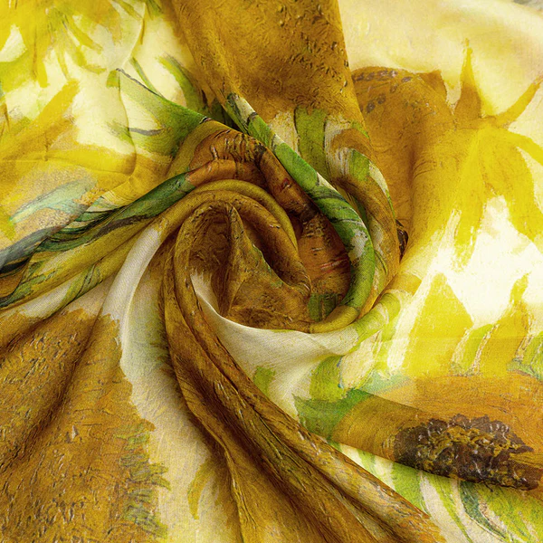 Van Gogh Sunflowers - 100% Pure Silk Scarf - Image 3