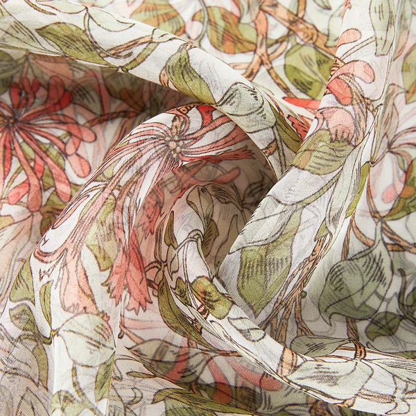 May Morris Honeysuckle - 100% Pure Silk Scarf - Image 2