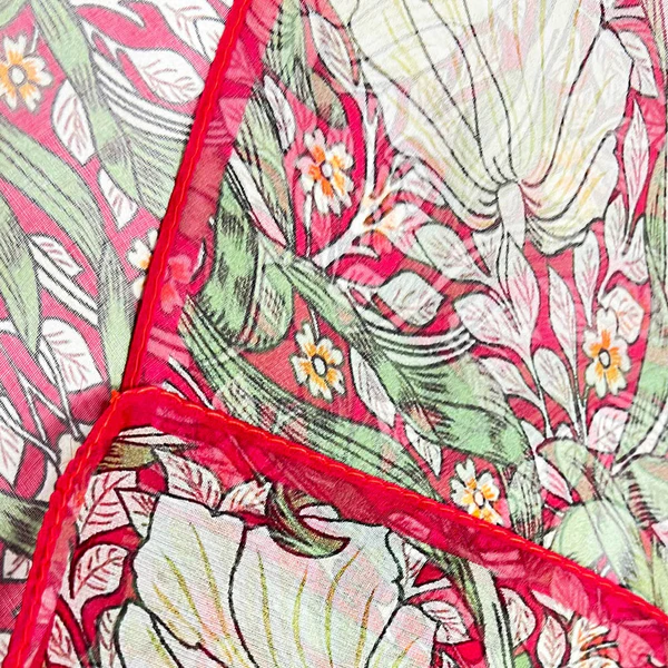 William Morris Pimpernel and Thyme Red - 100% Pure Silk Scarf - Image 2