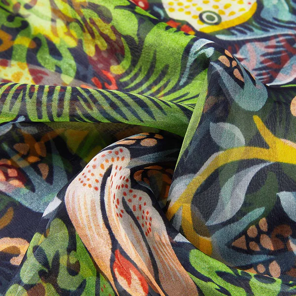 William Morris Strawberry Thief Blue - 100% Pure Silk Scarf - Image 3