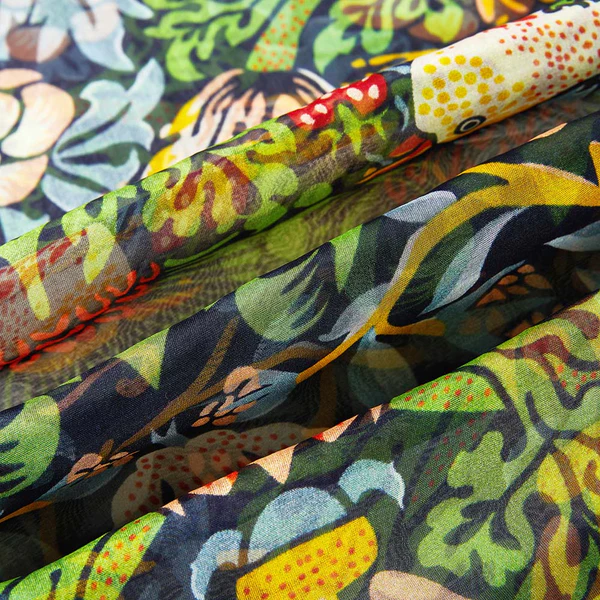 William Morris Strawberry Thief Blue - 100% Pure Silk Scarf - Image 4