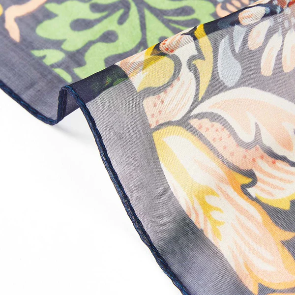 William Morris Strawberry Thief Blue - 100% Pure Silk Scarf - Image 5