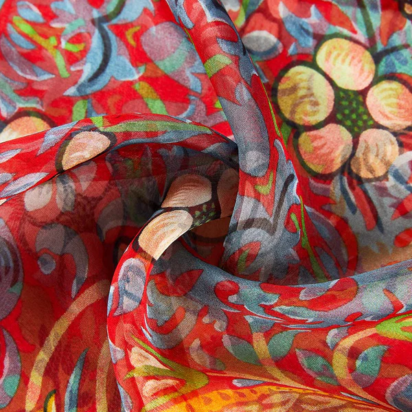 William Morris Strawberry Thief Red - 100% Pure Silk Art Scarf - Image 3