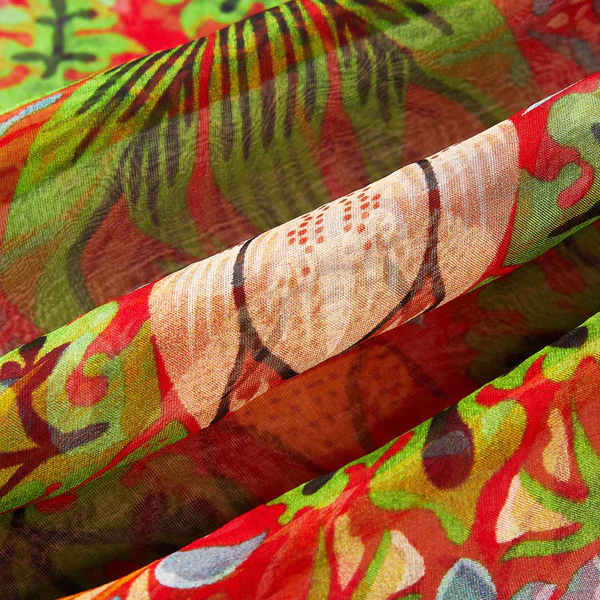 William Morris Strawberry Thief Red - 100% Pure Silk Art Scarf - Image 4