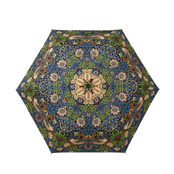 William Morris Strawberry Thief Blue - Automatic Folding Umbrella - Image 2