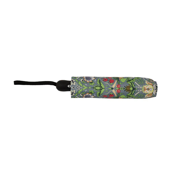 William Morris Strawberry Thief Grey - Automatic Folding Umbrella - Image 3