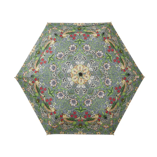 William Morris Strawberry Thief Grey - Automatic Folding Umbrella - Image 2