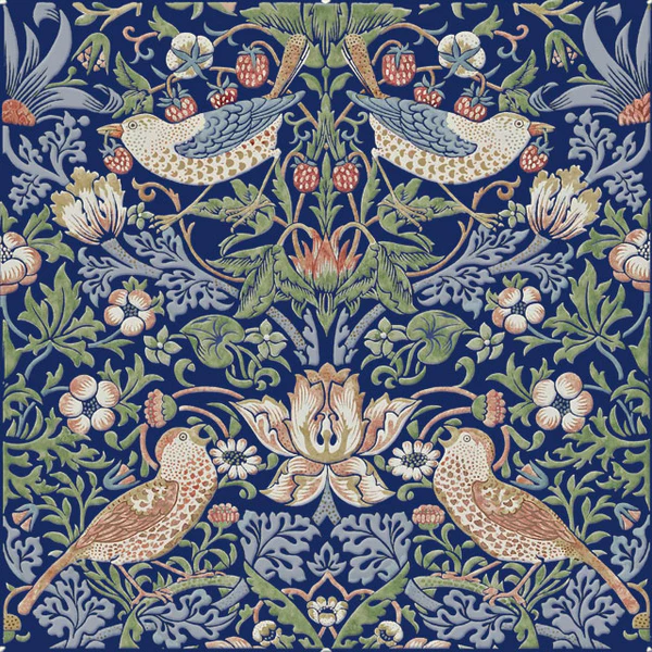 William Morris Strawberry Thief Blue - 100% Pure Silk Scarf - Image 7