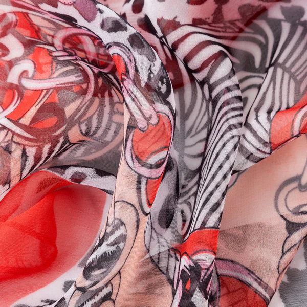 Red - Leopard Chiffon - Image 2