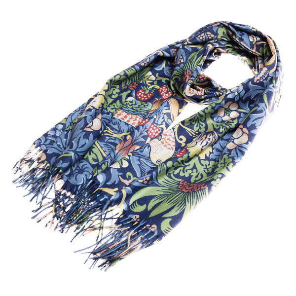 William Morris Strawberry Thief Blue - Art Pashmina - Image 2