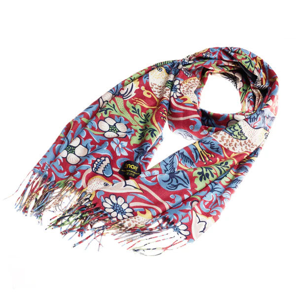 William Morris Strawberry Thief Red - Art Pashmina - Image 2