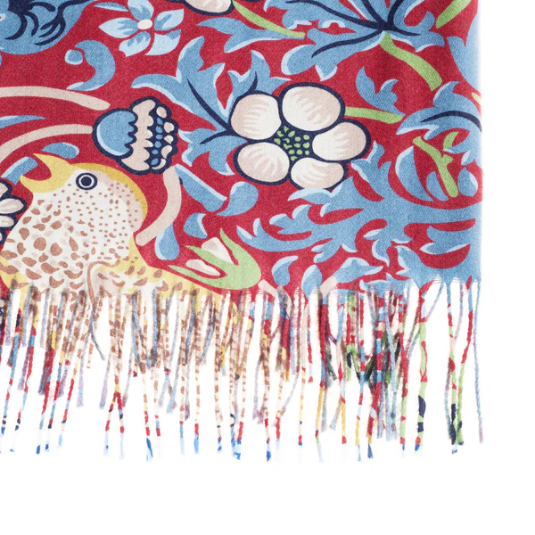 William Morris Strawberry Thief Red - Art Pashmina - Image 4