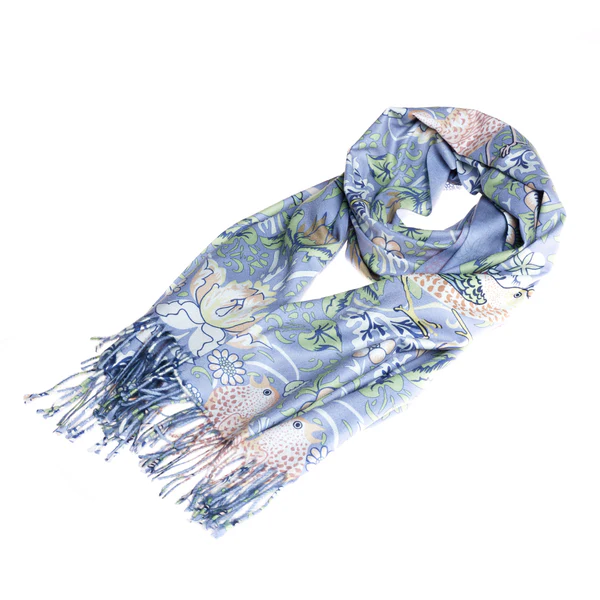 William Morris Strawberry Thief Grey - Art Pashmina - Image 2