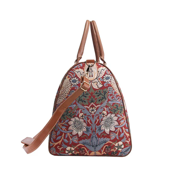 William Morris Strawberry Thief Red - Big Holdall Bag - Image 5