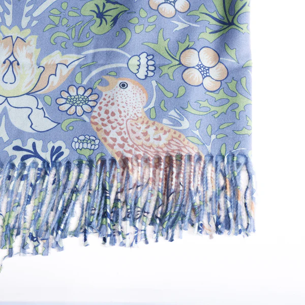 William Morris Strawberry Thief Grey - Art Pashmina - Image 4
