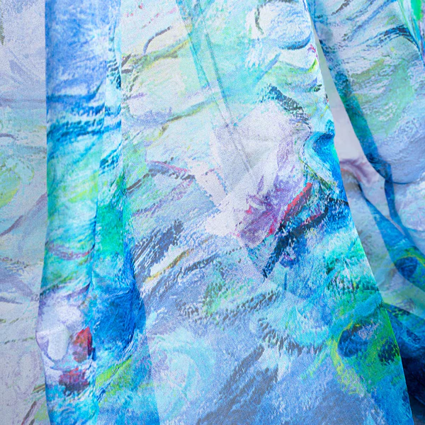 Claude Monet Water Lily - 100% Pure Silk Scarf - Image 4