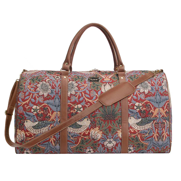 William Morris Strawberry Thief Red - Big Holdall Bag - Image 4