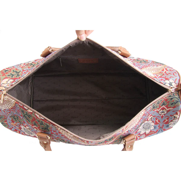 William Morris Strawberry Thief Red - Big Holdall Bag - Image 3